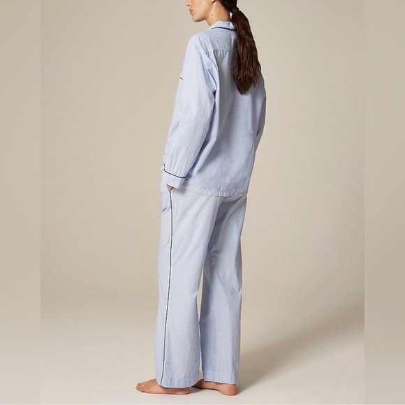 J. Crew Classic pajama pant set end-on-end cotton in Cool Lilac Blue Size Large - Picture 3 of 12